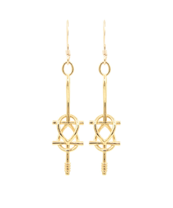 Double Ankh Earrings - Gold Plated Brass