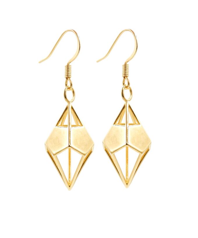 Deltohedron Earrings - Gold Plated