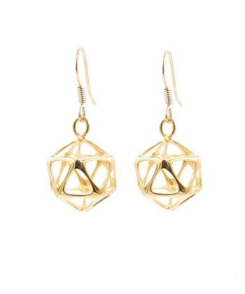 Icosahedron Earrings - Yin - Gold Plated Brass