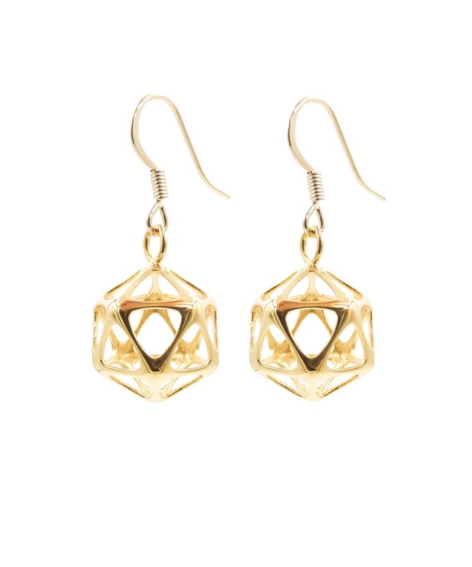 Icosahedron Earrings - Yin - Gold Plated Brass